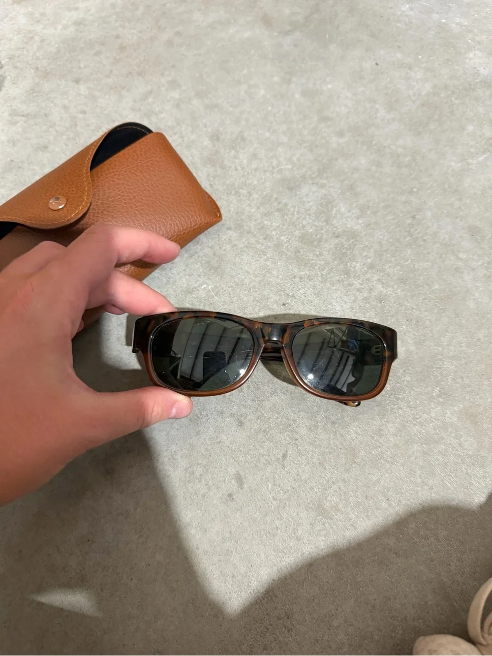 Ray-Ban Tortoiseshell Frame Sunglasses with Green Lenses